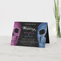 Gothic Skull Head Pink Blue Hallowedding