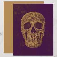 Gothic Skull Head Vintage Purple Gold Decoupage