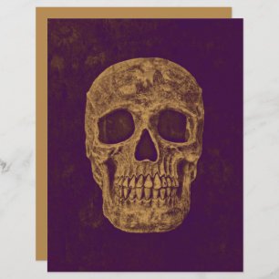Gothic Skull Head Vintage Purple Gold Decoupage