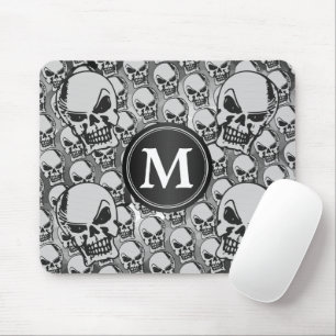 Gothic Skull Heads - Monogram  Mouse Pad