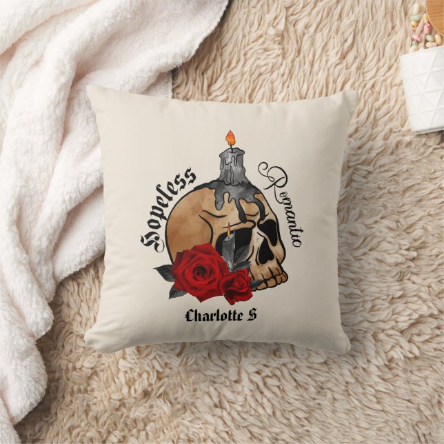 Gothic Skull Hopeless Romantic Cushion (Blanket)