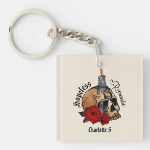 Gothic Skull Hopeless Romantic Key Ring