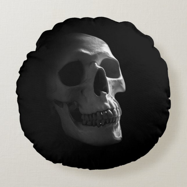 Gothic Skull Horror Goth Death Round Cushion (Front)