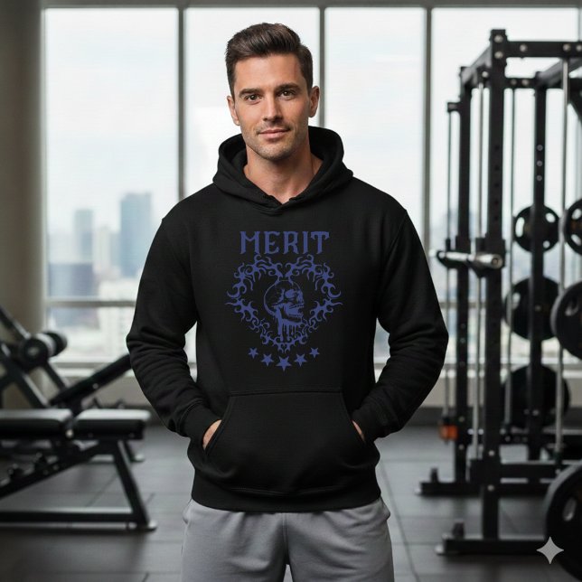 Gothic Skull MERIT Graphic Black Hoodie (Creator Uploaded)