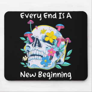 Gothic Skull Mushroom Flowers Every End Is A New B Mouse Pad