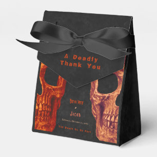 Gothic Skull Orange Black Halloween Thank You Favour Box