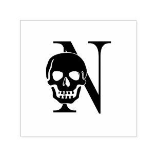 Gothic Skull Over Single Initial Monogram #3 Self-inking Stamp