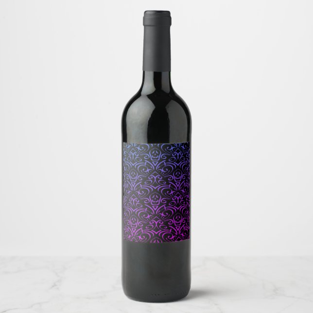 Gothic Skull Pattern Wine Label (Front)