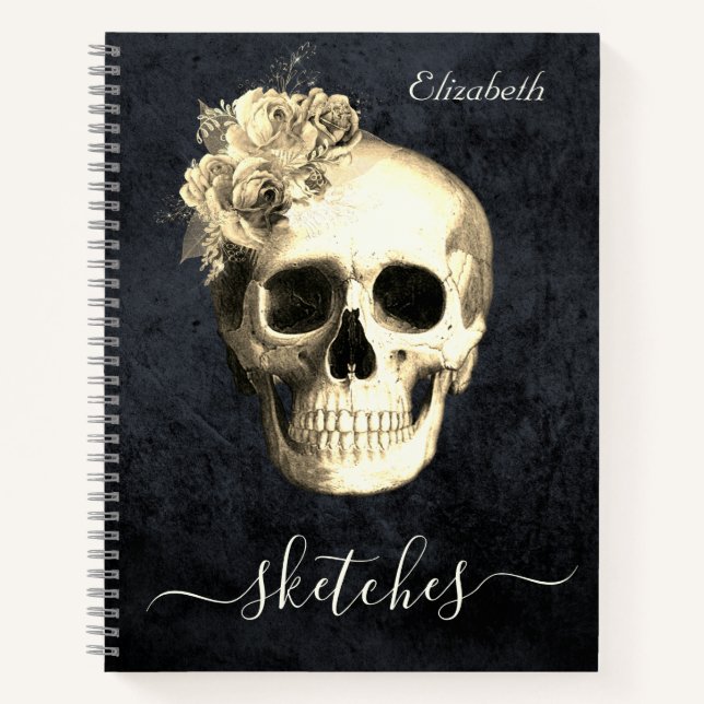 Gothic Skull Personalised Sketch Book (Front)