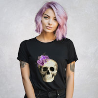 Gothic Skull Purple Roses Black