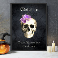 Gothic Skull Purple Roses Personalised Halloween