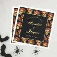 Gothic Skull Red Rose Black Halloween Wedding