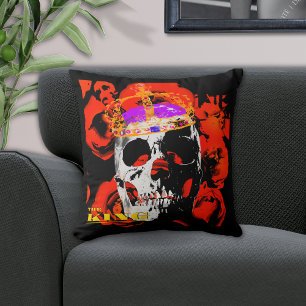 Gothic Skull Red Roses Cushion