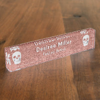 Gothic Skull Rose Gold White Modern Elegant Floral