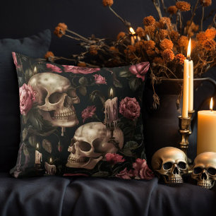 Gothic Skull & Roses – Dark Romantic  Cushion