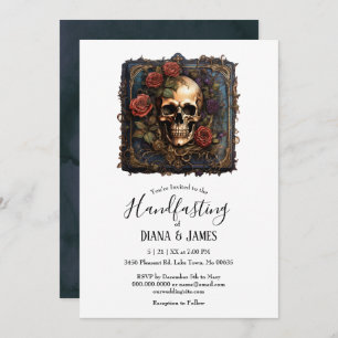 Gothic Skull & Roses Elegant Handfasting Invitation