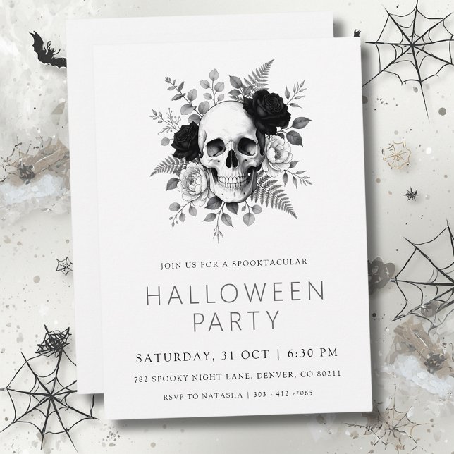 Gothic Skull & Roses Halloween  Invitation (Creator Uploaded)