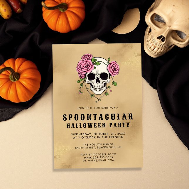 Gothic Skull & Roses | Halloween Party Invitation (Creator Uploaded)