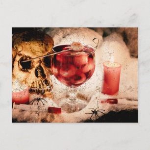 Gothic Skull Scene Halloween Postcard