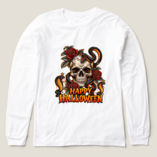 Gothic Skull Snake Happy Halloween T-Shir Tri-Blend Shirt