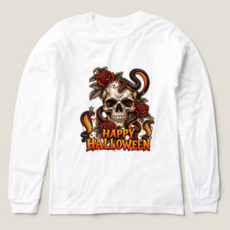 Gothic Skull Snake Happy Halloween T-Shir Tri-Blend Shirt