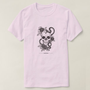 Gothic Skull & Snake with Flowers Hoodie   Vintage T-Shirt