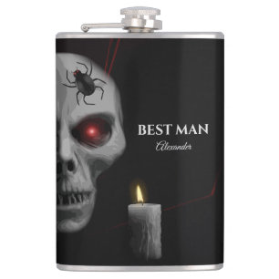 Gothic Skull Spider Candle - Dark Creepy Halloween Hip Flask