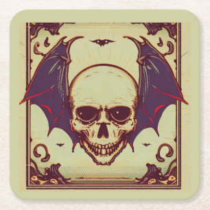 'GOTHIC SKULL'  SQUARE PAPER COASTER