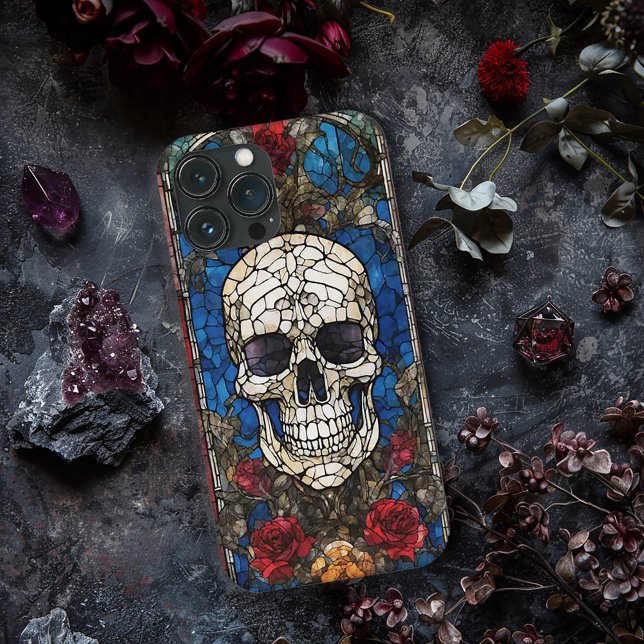 Gothic Skull Stained Glass Window Design Case-Mate iPhone Case (Creator Uploaded)