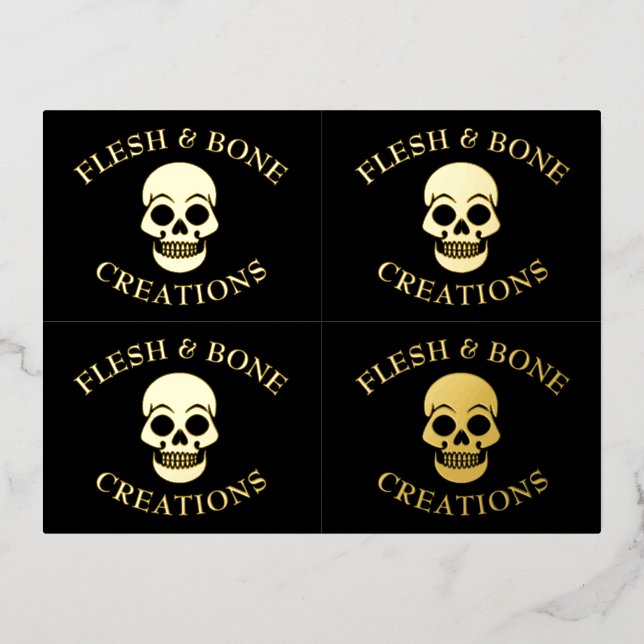 Gothic Skull Tattoo Artist Foil Business Cards (Front)