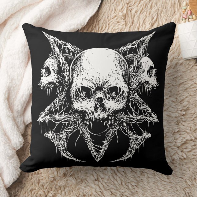 Gothic Skull Trio Cushion (Blanket)