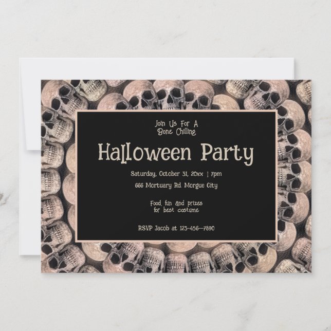 Gothic Skull Vintage Abstract Halloween Party Invitation (Front)