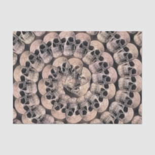 Gothic Skull Vintage Sepia Abstract Spiral Pattern Tissue Paper