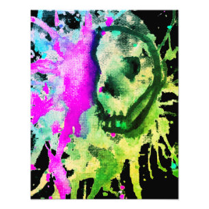 Gothic Skull Watercolor Halloween Art Design   Photo Print