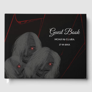 Gothic Skull White Ghosts- Dark Moody Halloween Guest Book