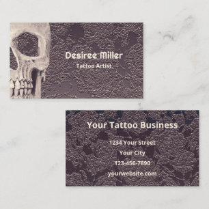 Gothic Skull White Grey Modern Vintage Floral Business Card