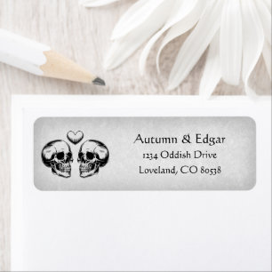 Gothic Skull White Victorian Etching Address