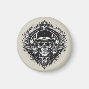 Gothic Skull Wings Decor For Goth Lovers Fridge  Magnet