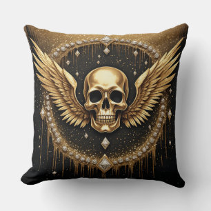 💎 Gothic Skull Wings Logo For Alternative Gifts ☠ Cushion