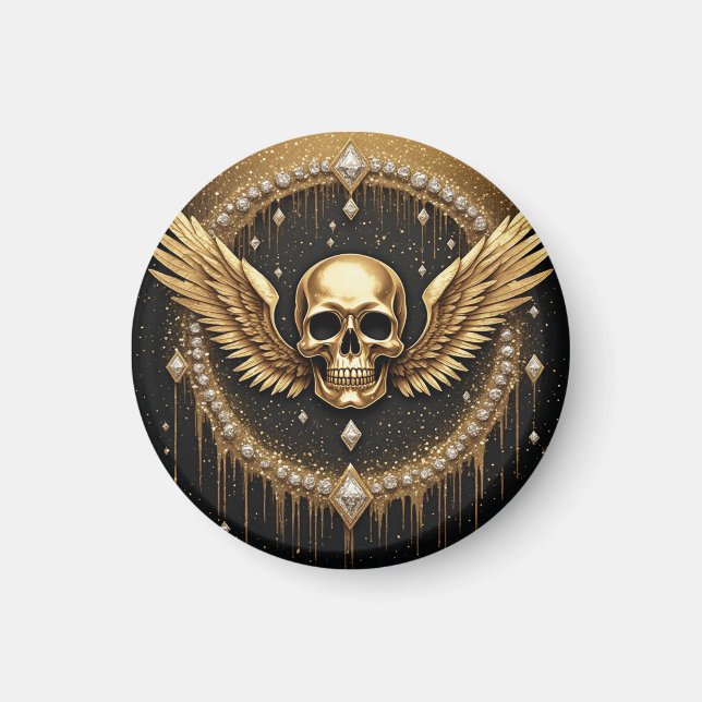 💎 Gothic Skull Wings Logo For Alternative Gifts ☠ Magnet (Front)