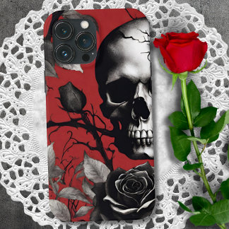 Gothic Skull with Black Rose iPhone 13 Pro Max Case