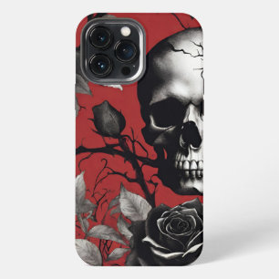 Gothic Skull with Black Rose iPhone 13 Pro Max Case