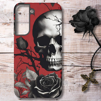 Gothic Skull with Black Rose Samsung Galaxy Case