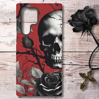 Gothic Skull with Black Rose Samsung Galaxy Case