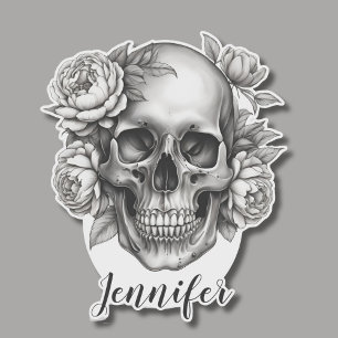 Gothic Skull with Peonies Monogram Waterproof