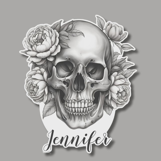Gothic Skull with Peonies Monogram Waterproof  (Creator Uploaded)