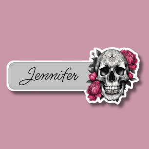 Gothic Skull with Pink Peonies ID 