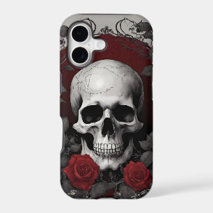 Gothic Skull with Red Roses