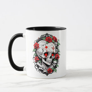 Gothic Skull with Roses Mug