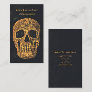 Gothic Skull Yellow Black Grunge Texture Business Card